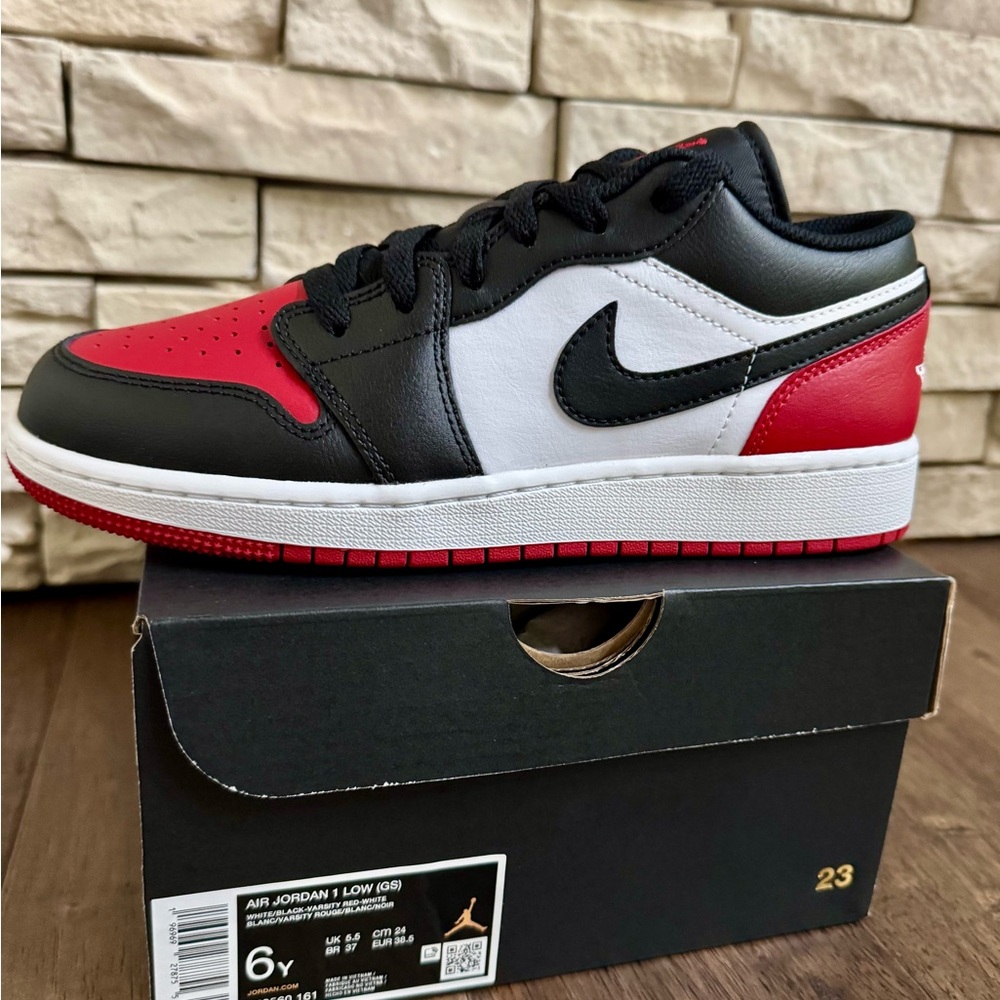Nike Air Jordan 1 Low Black Red White Sneakers 6Y